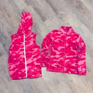 Fleece pink camo jacket set